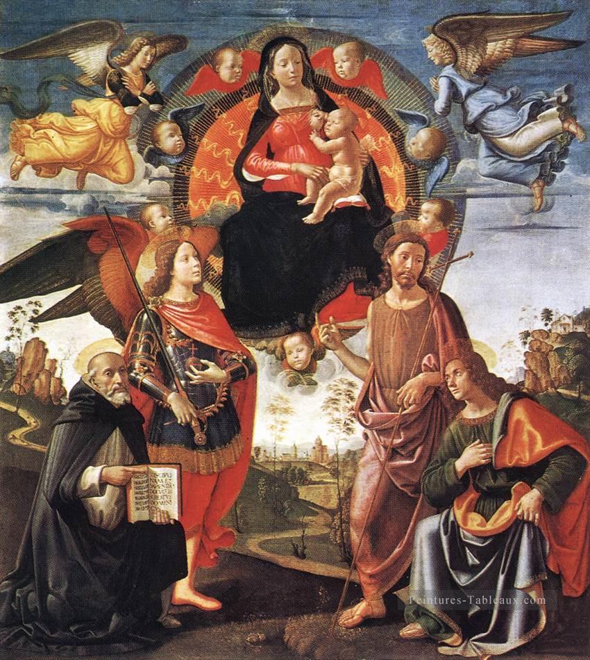 Madone en gloire aux saints Renaissance Florence Domenico Ghirlandaio Peintures à l'huile